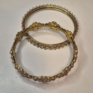 🦜Elegant Gold-Tone Bangle & Rhinestone Bangle - BUNDLE of 2
